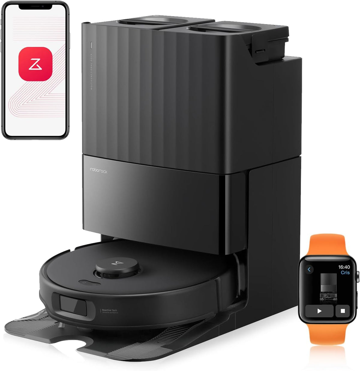 roborock Staubsaugroboter, Qrevo Edge S5A Saugroboter mit Wischfunktion, Dual Anti-Tangle-System, 18.500Pa, FlexiArm Design Kantenreinigung
