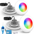 LyLmLe LED 2' 15W RGB Poolscheinwerfer mit Außengewinde Pool Beleuchtung, mit Controller & Fernbedienung, Ø190mm