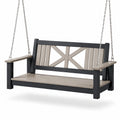 Metall und Kunststoff Gartenschaukelbank 150cm Schwarz/Beige