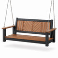 Hängeschaukelbank aus Aluminium und Polywood, Schwarz/Braun