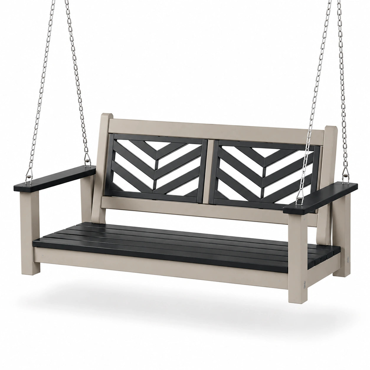 Hängesitzbank aus Holzoptik und Metall Schwarz/Grau 150 cm
