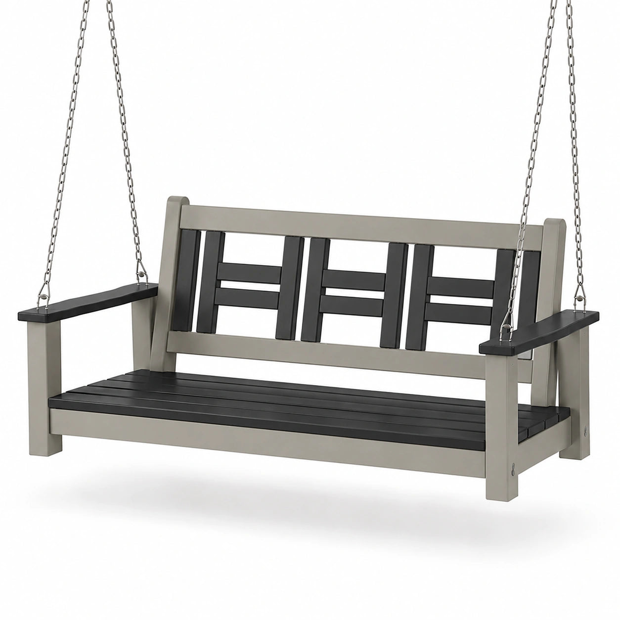 Garten Hängeschaukelbank aus Polyholz Schwarz/Grau 150 cm