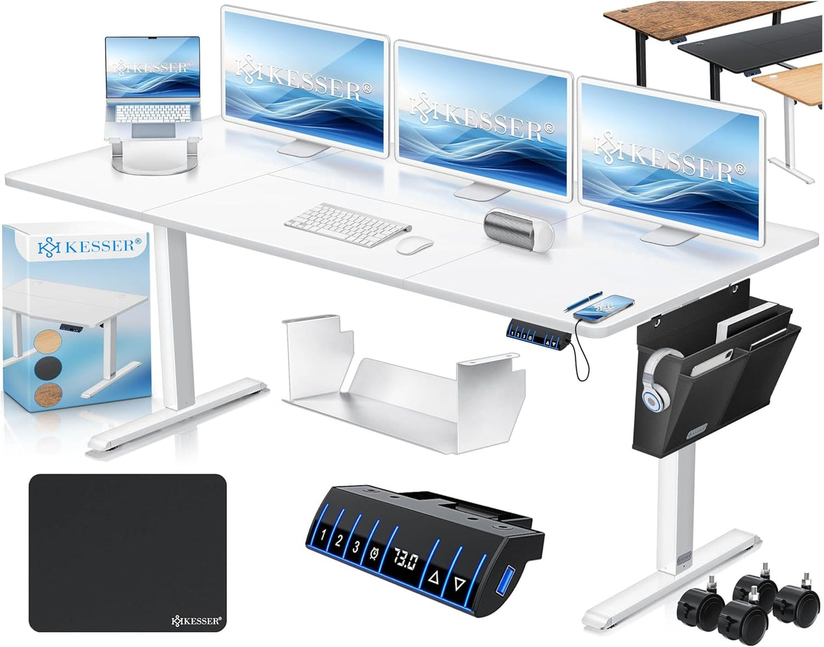 Schreibtisch ® höhenverstellbarer, elektrisch 180 × 80 cm, ergonomischer Steh-Sitz Tisch mit 3-Memory-Funktion, Stehtisch für Homeoffice