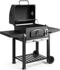 VonHaus Holzkohlegrill, XL, Amerikanisher Barbecue 2-in-1 Grill und Smoker mit Warmhalterost, Klappablagen, Temperaturanzeige, Grillrost, Luftventilen