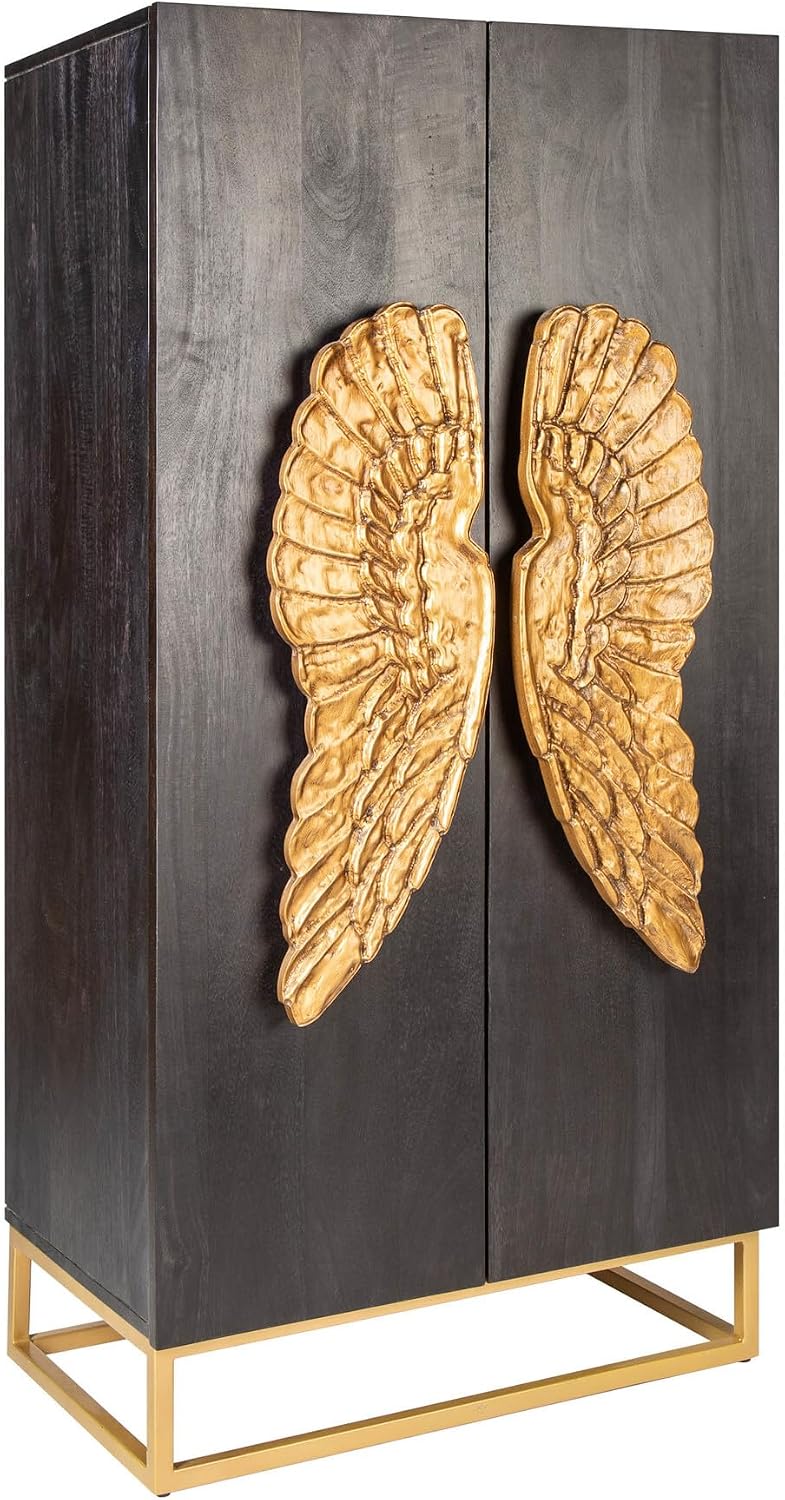 Hochschrank, Highboard Angel - 140cm - schwarz - Mangoholz mit Stauraum, Riess Ambiente