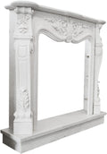 CBAM Elektrische Kamine, Kamin im Stil Louis XVI aus weißem Marmor von Carrara Italian Marble Fireplace Frame Classic Design L.150 cm