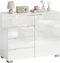 Kommode, mit 4 Schubladen und 1 Tür Sideboard 100 × 40 × 80 cm Weiß, HOMCOM