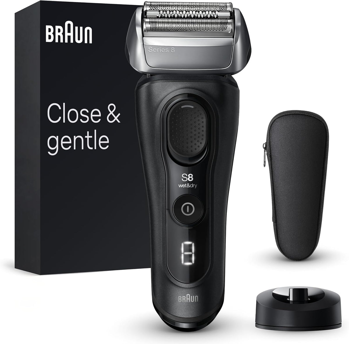 Braun 8 4+1 Series Rasierer Herren Elektrisch mit Scherkopf Elektrorasierer Präzisions-Langhaarschneider Ladestation, 60 Min Laufzeit, Wet & Dry