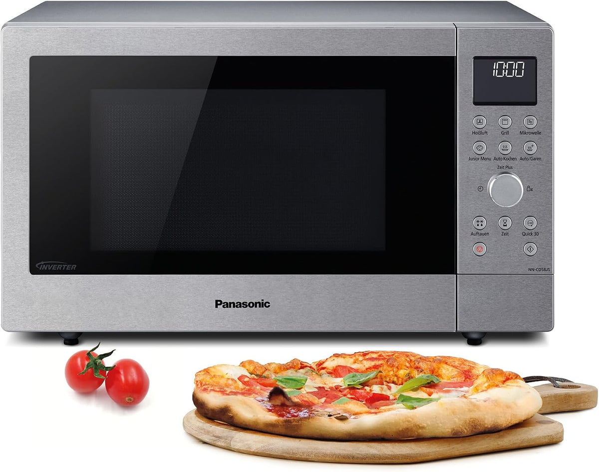 Panasonic NN-CD58JSGPG Slimline-Kombi-Mikrowellenherd mit Grill, Drehteller aus Glas, 27 l, 1000 W, 40/100, 220 °C, 29 automatische Programme