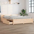 Bettgestell, Bettrahmen mit Schubladen Kopfteil Lattenrost, Holzbett Massivholzbett für Schlafzimmer Bett mit Schubladen 120 × 200 cm, Cozynest