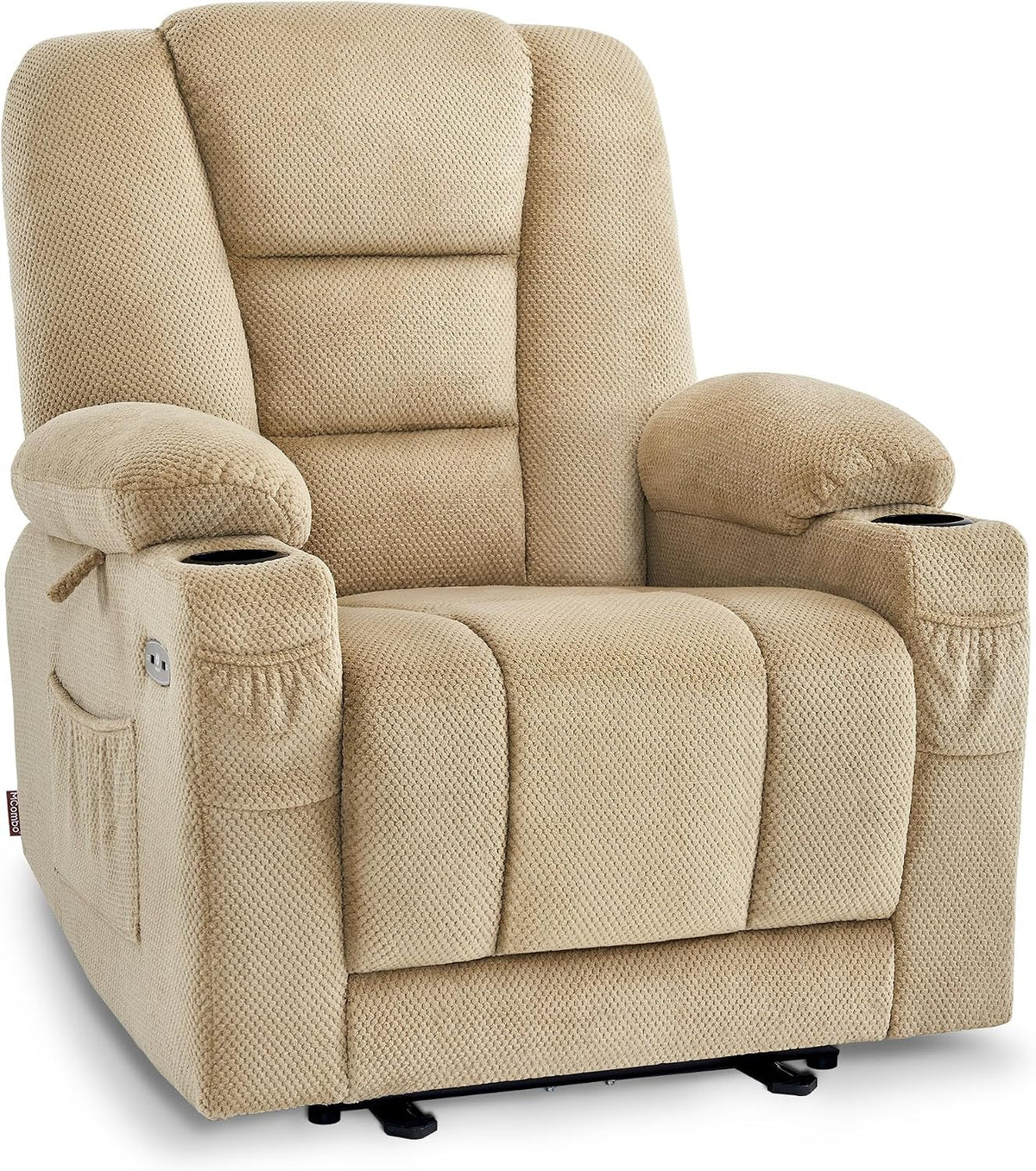 Relaxsessel Fernsehsessel elektrisch verstellbar, mit Liegefunktion, TV Sessel mit Massage & Wärmefunktion, USB & Getränkehalter