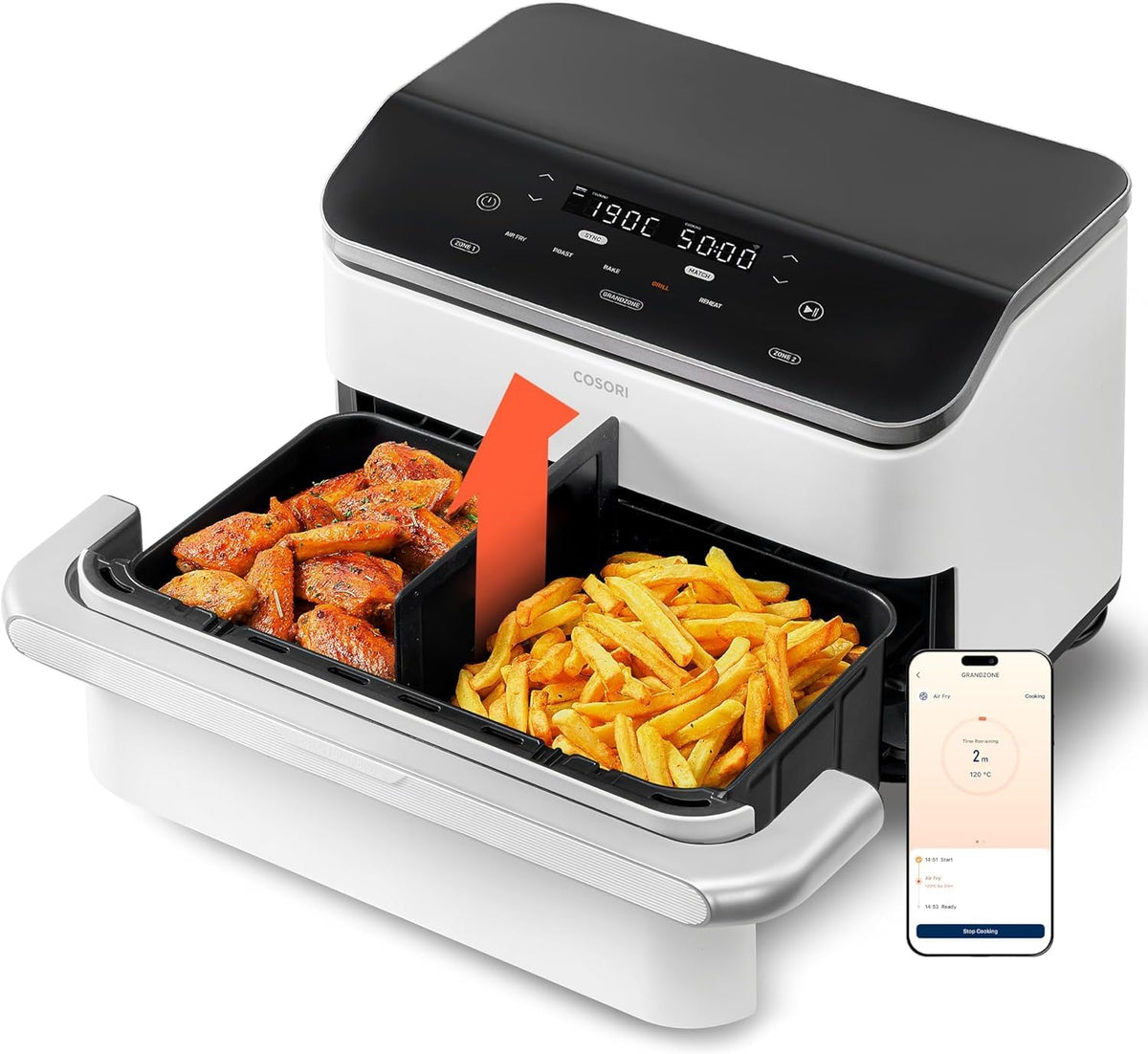Cosori Heißluftfritteuse, Airfryer, Dual Blaze Twinfry, Flexiblen Kammern, 10L