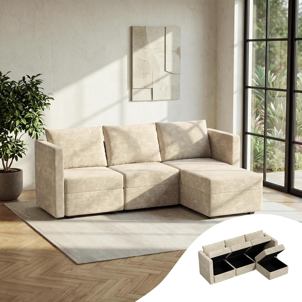 Sofa Modulares, L-Form Ecksofa 215 cm breit, JUMMICO