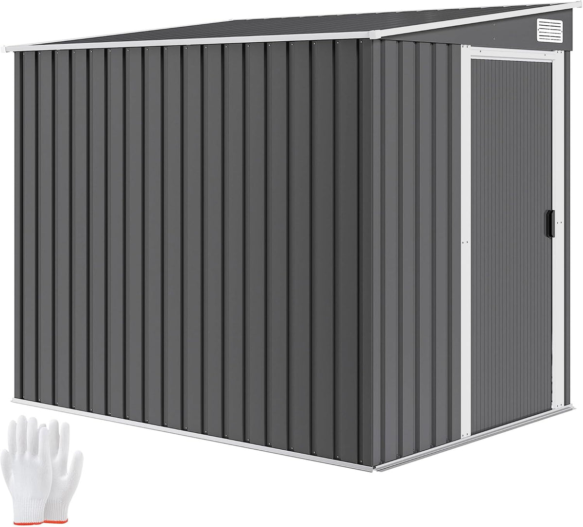 Outsunny Metall Gerätehaus, 81m² mit Pultdach 154 × 206, 5 × 181 cm Dunkelgrau