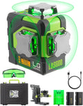 LASGOO Lasermessgeräte & Zubehör, LG-3DMAX 3x360° grüner Laser-Wasserwaage, 3D selbstnivellierend, 2 wiederaufladbare Batterien