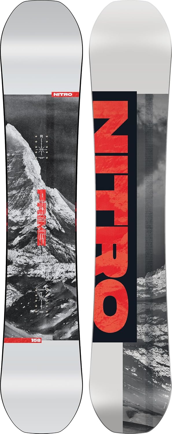 NITRO Freerideboards, Snowboards Herren Prime RAW Board, Allmountainboard, Directional, Cam-Out Camber, All-Terrain, Mid-Wide & Wide für Große Füße