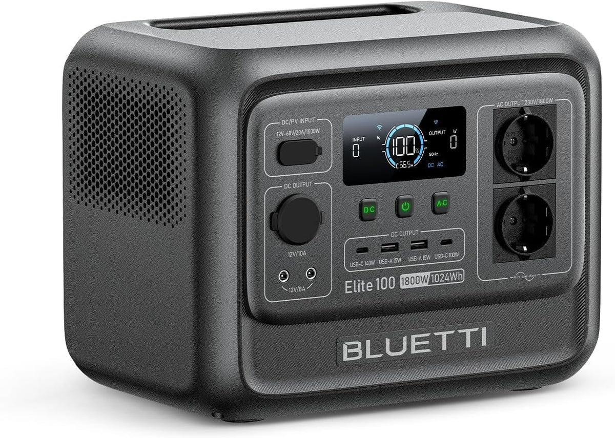 BLUETTI 100 V2 Elite Tragbare Powerstation, 1024Wh LFP 2 × 1800W AC Ausgängen