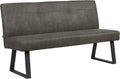 Sitzbank, Joyce 160 cm mit Federkernpolsterung, Moderne Esszimmerbank Taupe, Gepolsterte Küchenbank mit 15 cm Polsterung & Metallbeinen Schwarz