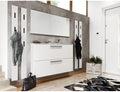 Schuhschrank 6-teilige 140cm Komplett Garderobenmöbel Set in weiß Flurgarderobe mit Spiegelelement &, 4 Garderobenpaneelen, Lomadox