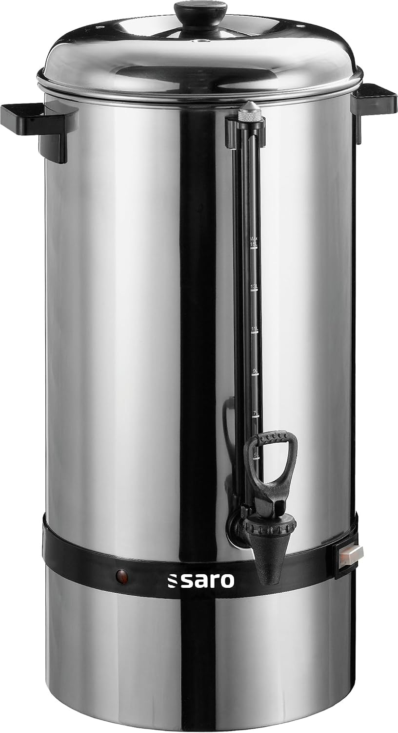 Saro Kaffeemaschine, mit Rundfilter, 15 L/100 Tassen, Edelstahl, Brüh- & Warmhaltefunktion, Sicherheitszapfhahn, Peilglas, 5 kW