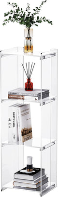 Standregal Acryl Regal Schmal Bücherregal, mit 3 Ebenen, freistehend, 35 × 30 × 110 cm, für Wohnzimmer, Büro (Transparent), solaround