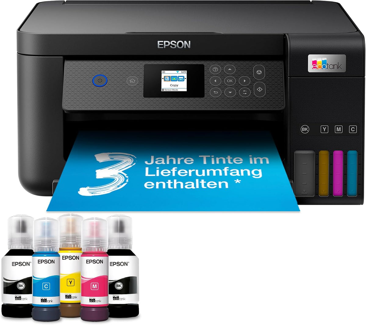 Epson Tintenstrahl, EcoTank ET-2850 A4-Multifunktions-Wi-Fi-Tintentankdrucker, mit einem im Lieferumfang enthaltenen Vorrat an Tinten bis zu 3 Jahren