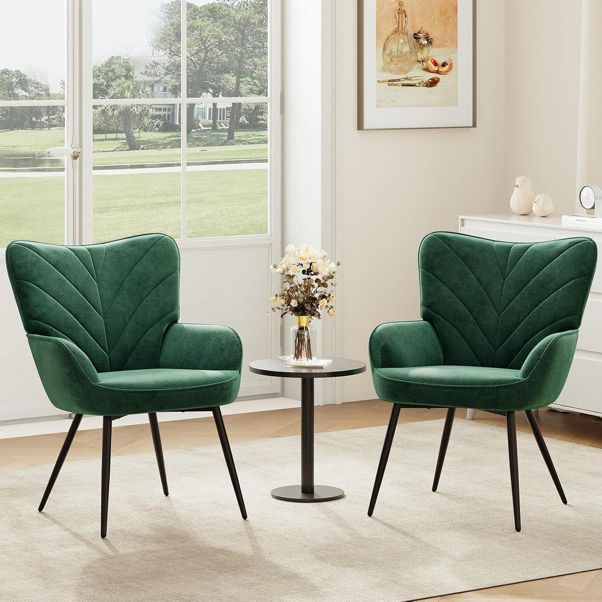 Relaxsessel 2er Wohnzimmer Sessel Set Samtbezogener, mit hoher Rückenlehne, Gepolsterter Komfortsessel mit Wingback-Design