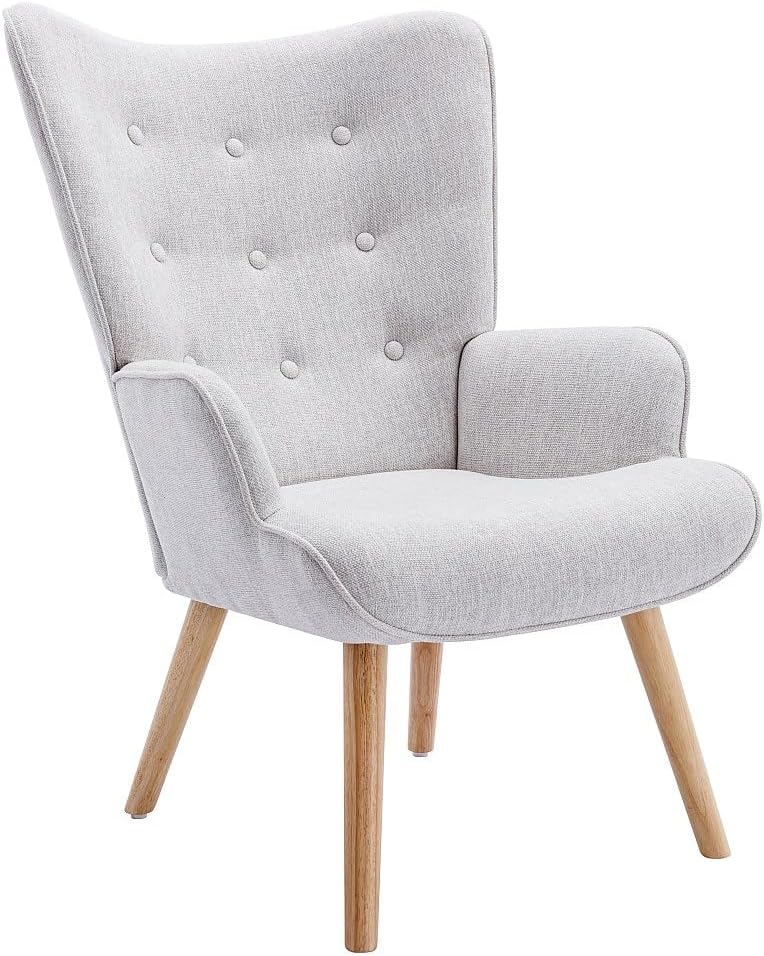 Sessel -, mit gerader Rückenlehne 1 Vately - Polyester - hellgrau, Vente-unique