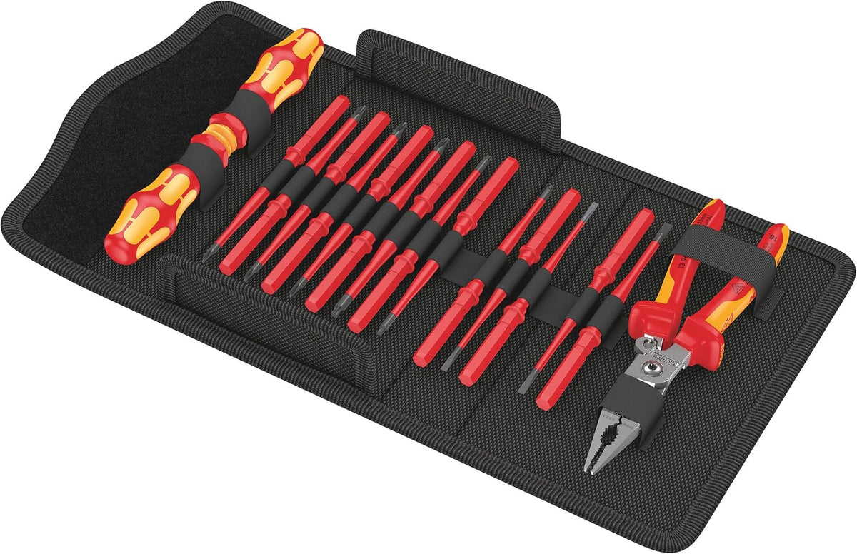 Wera Schraubendreher-Sets, 05136027001 Kraftform Kompakt VDE 17 extra slim 1, Isolierter Schraubendrehersatz, 17-teilig