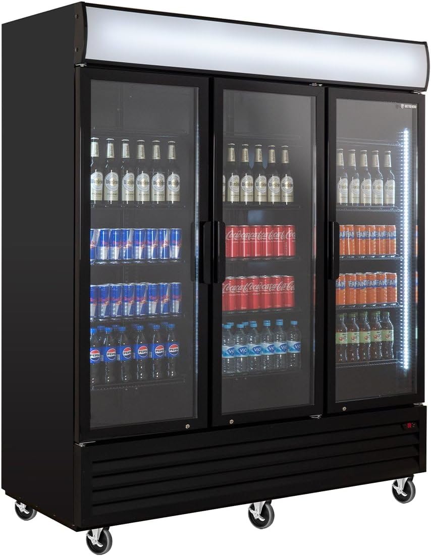 Getränkekühlschrank, ECO 1500 mit Klapptüren und Leuchtaufsatz Gastronomiebedarf, GastroHero