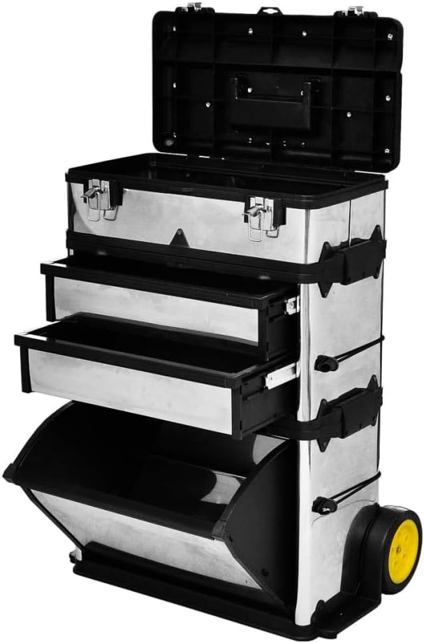 Werkzeugschrank, Werkzeugtrolley 3-teilig, Heimwerkerbedarf, Bauzubehör, Werkzeugaufbewahrung & Ordnungssysteme, Werkzeugschränke, Silber, 15.5 KG