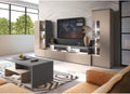 Couchtisch 3-teilig Wohnzimmer Set in beige mit anthrazit Wohnwand, Vitrine, Lomadox