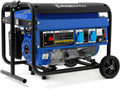 EBERTH Stromgenerator, 3000 Watt Notstromaggregat Stromerzeuger Stromaggregat mit Fahrwerk, 6, 5 PS Benzinmotor, 4-Takt, 1-Phase, 2x 230V, 1x 12V