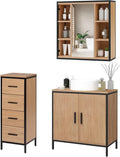 Kommode Badezimmer Badmöbel Set Waschbeckenunterschrank Unterschrank Badezimmerschrank mit Spiegelschrank Hängeschrank für Bad