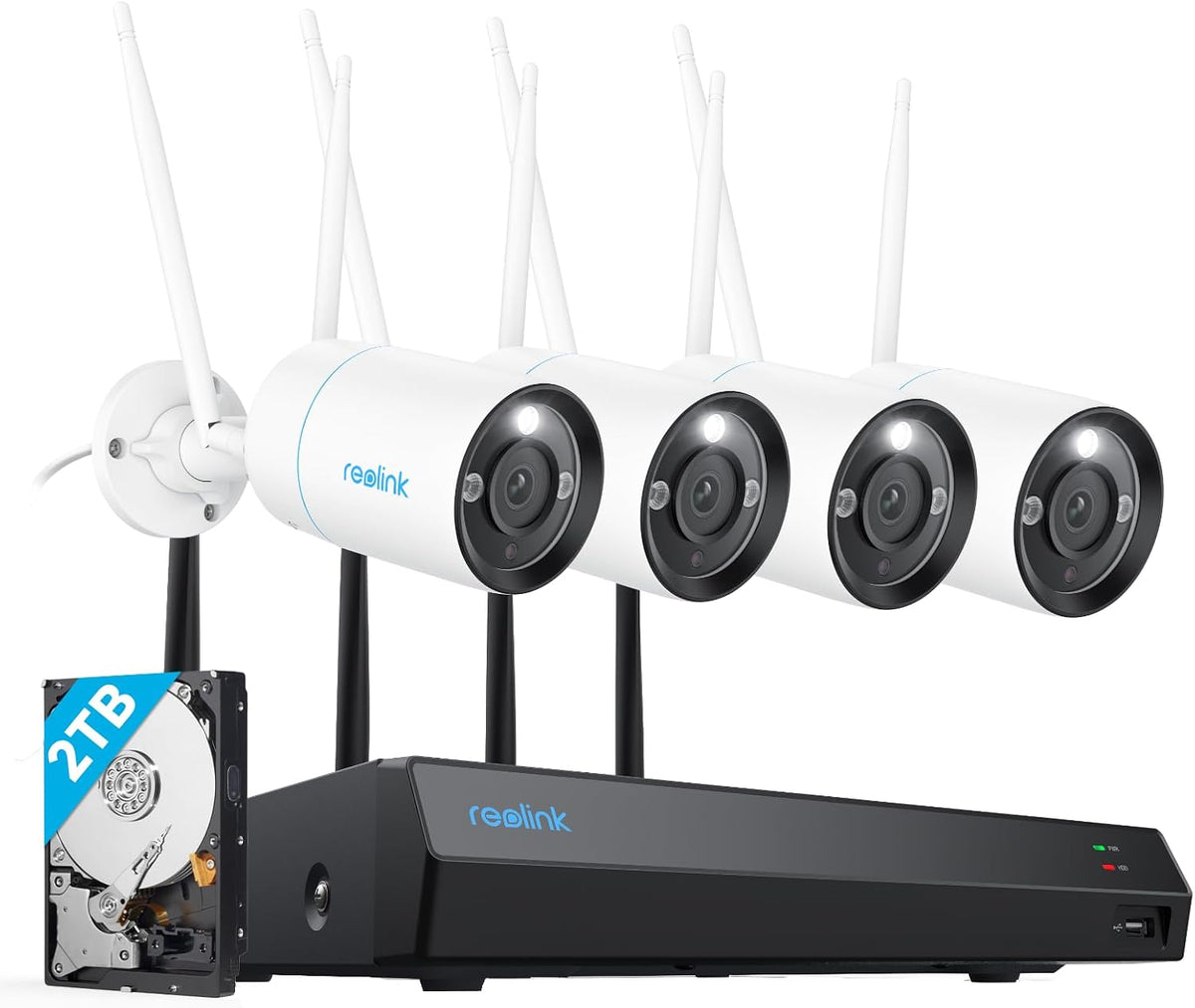 Reolink Überwachungs-NVR-Sets, 4K WLAN Überwachungskamera Set Aussen, 12CH WLAN NVR mit 2TB HDD