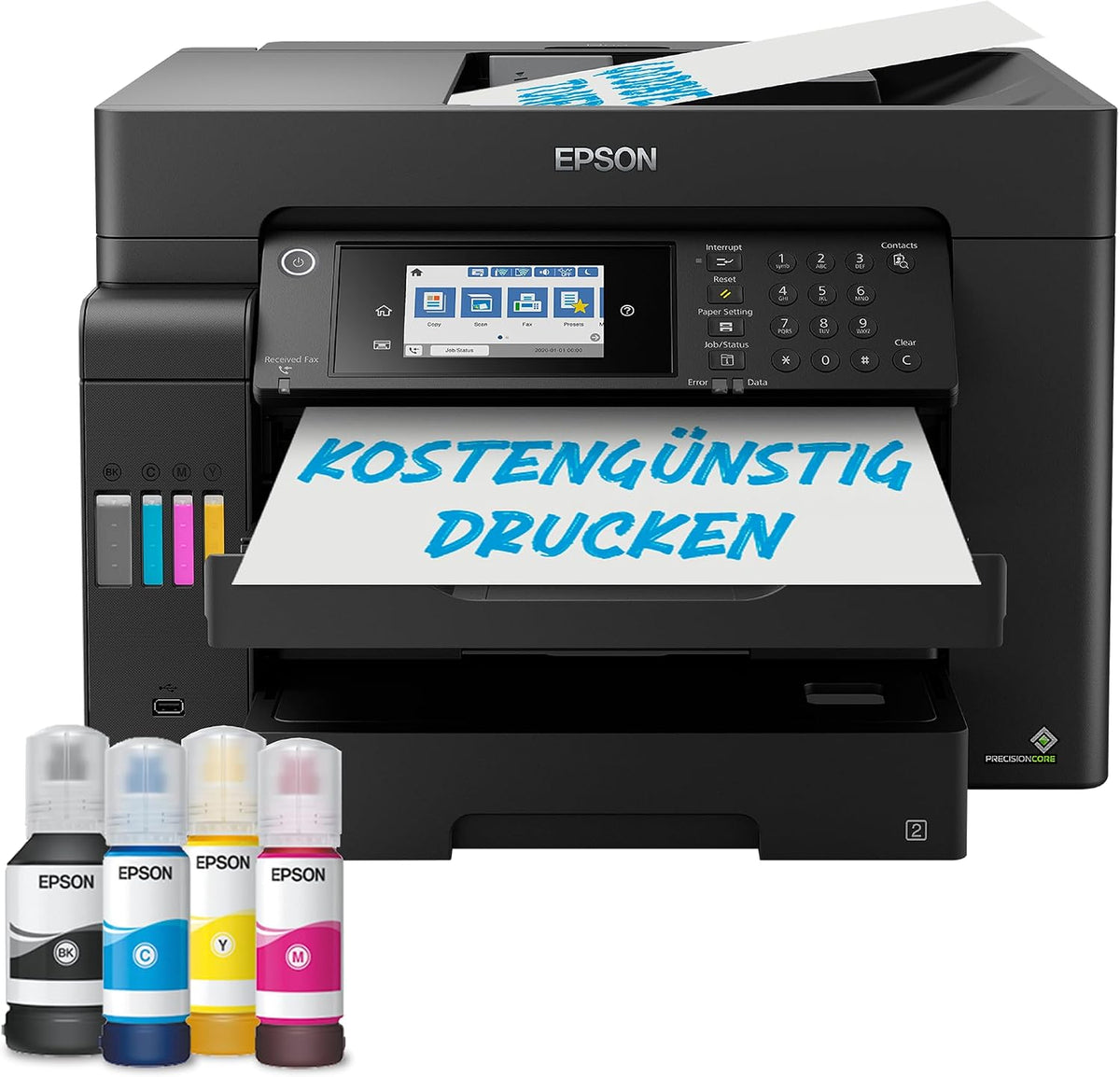 Epson Tintenstrahl, EcoTank ET-16605 DIN-A3+-Multifunktions-Wi-Fi-Tintentankdrucker mit Fax