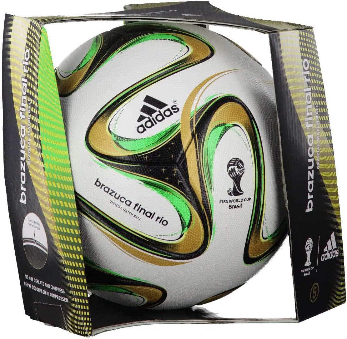 adidas Turnierbälle, Matchball Brazuca Finale Rio Fussball Wm 2014 Weiß-Black-Metallic Gold-Solar Grün - 5