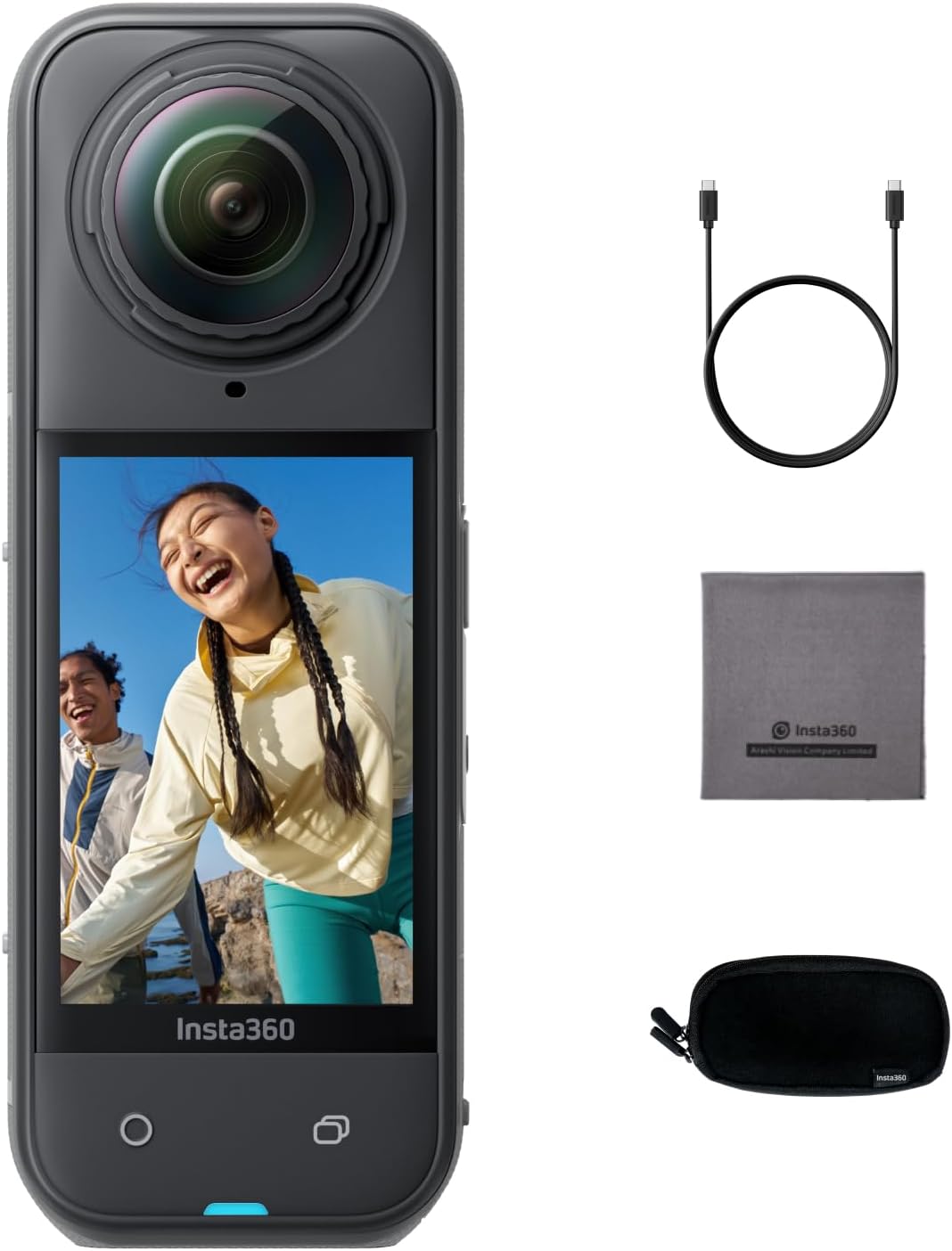 Insta360 X5 8K 360°- Standard - wasserdichte Kamera, Spitze bei wenig Licht, Unsichtbarer Selfie-Stick-Effekt, robuste austauschbare Linse, 3h Akku