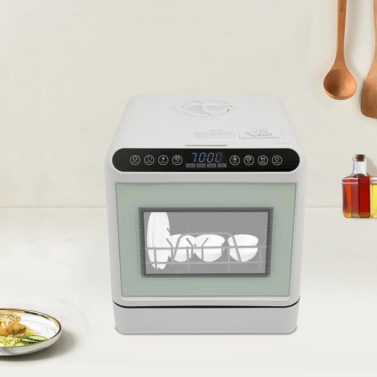 Tischgeschirrspüler 6L Mini, 1100W Tragbar Geschirrspüler mit 4 Programmen, KumuJ