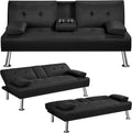 Sofa Klappbares Schlaf, Schwarz mit Liegefunktion, Yaheetech