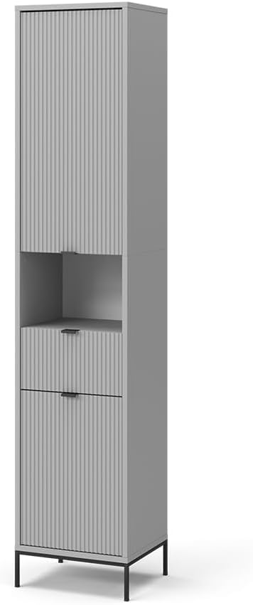 Vicco Hoch- & Midischränke, Badschrank Eliza, Grau, 40 x 190 cm