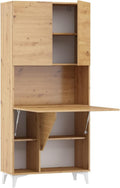 Schreibtisch Klappbare, Megan 1 Regale Haushaltsbüro Wandtisch Computertisch Laptop-Tisch Klapptisch (Artisan Eiche), BIM Furniture