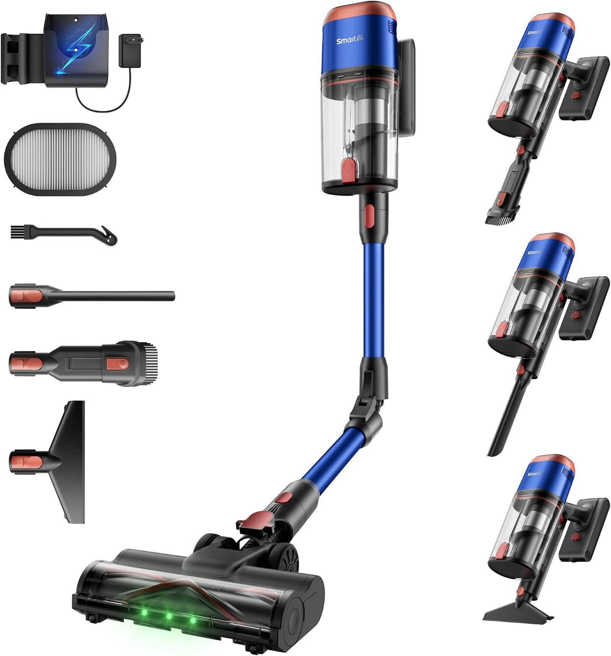 SmartAI V15 Ultra Akku Staubsauger, 58 kPa, 600 W, 75 Min, 8 L