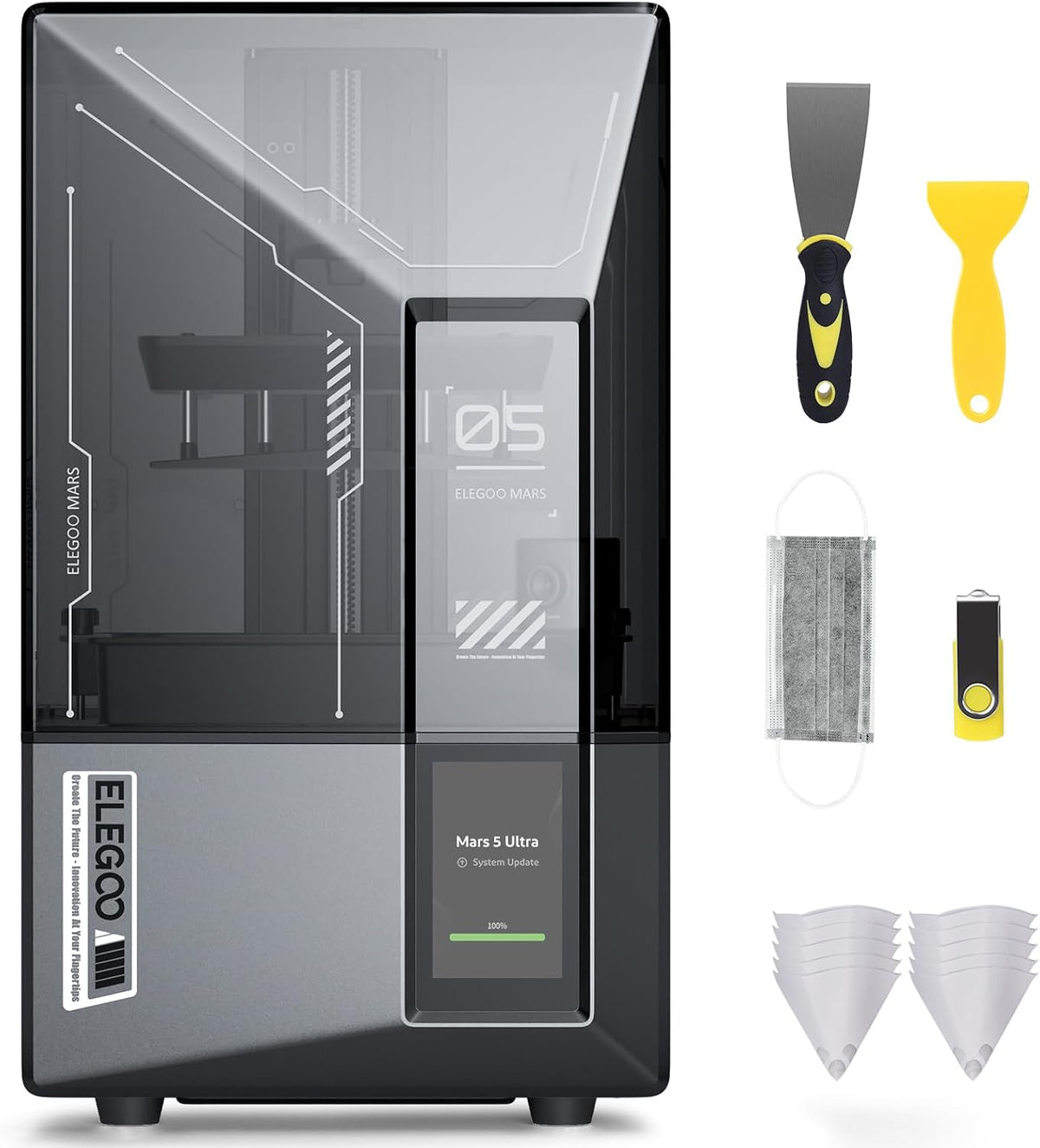 ELEGOO 3D-Drucker-Zubehör, Mars 5 Ultra MSLA Resin 3D Drucker, 9K 7 Zoll Mono-LCD