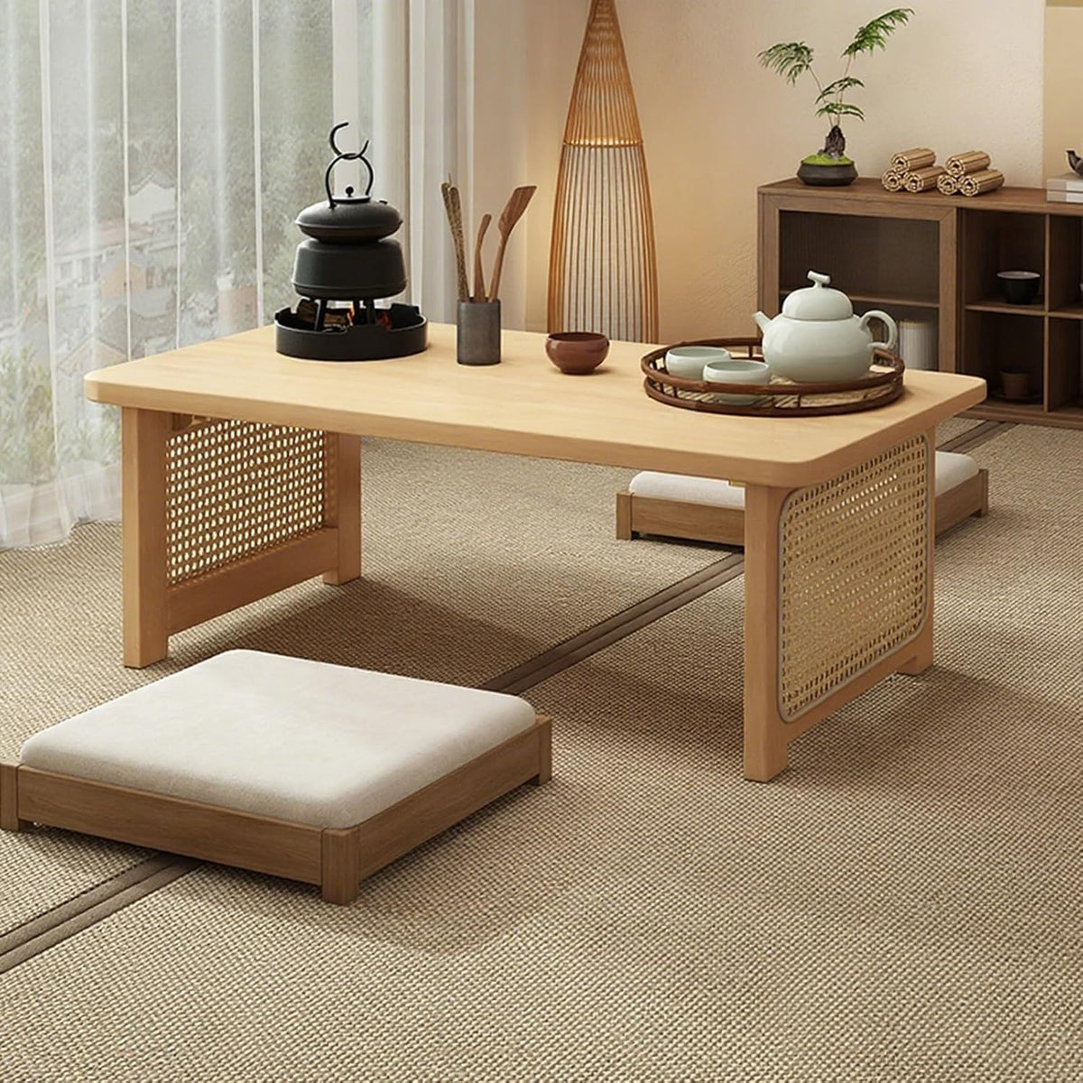 Schreibtisch Faltbare Japanische Bambus Niedrige Kaffeetisch Holz Faltbare Tisch Zum Sitzen Auf Dem Boden Tragbarer Tatami