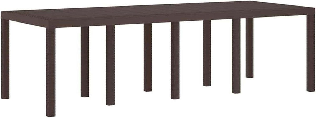 Gartentisch, Braun 250 × 100 × 73 cm Poly-Rattan, Garten und Terrasse, rechteckiger Tisch aus Stahl, große, wetterfeste Essgruppe für den Außenbereich