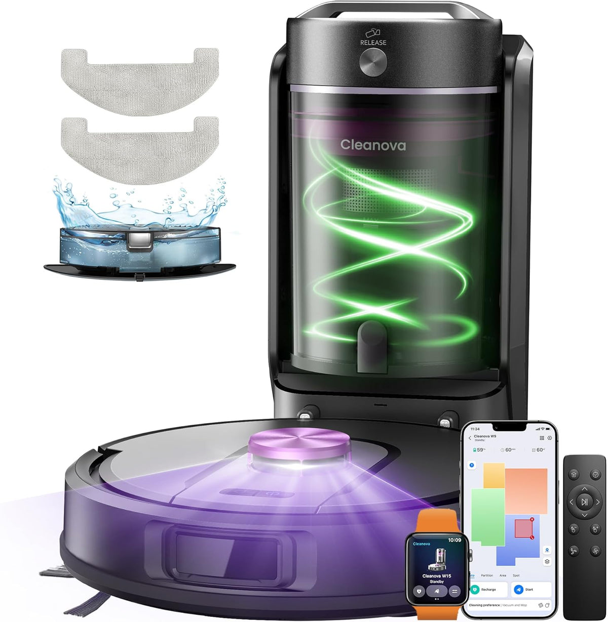 Vexilar W15 Saugroboter mit Wischfunktion Beutelloser Multi-Zyklon-Absaugstation Staubsauger, 10000Pa, LiDAR Navigation, 3-in-1 Saug und Wischroboter