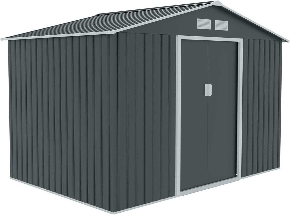 HATTORO S200 XXL 277x191x192cm Metall Gerätehaus Geräteschuppen Garten Schuppen Gartenhaus, Satteldach (Anthrazit)