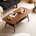 Couchtisch, aus Massivholz Eiche, Wohnzimmertisch mit 2 Ebenen & Stauraum, Sofatisch für Wohnzimmer, 100 × 50 × 44 cm, Nussbaumfarben, YESWOOD