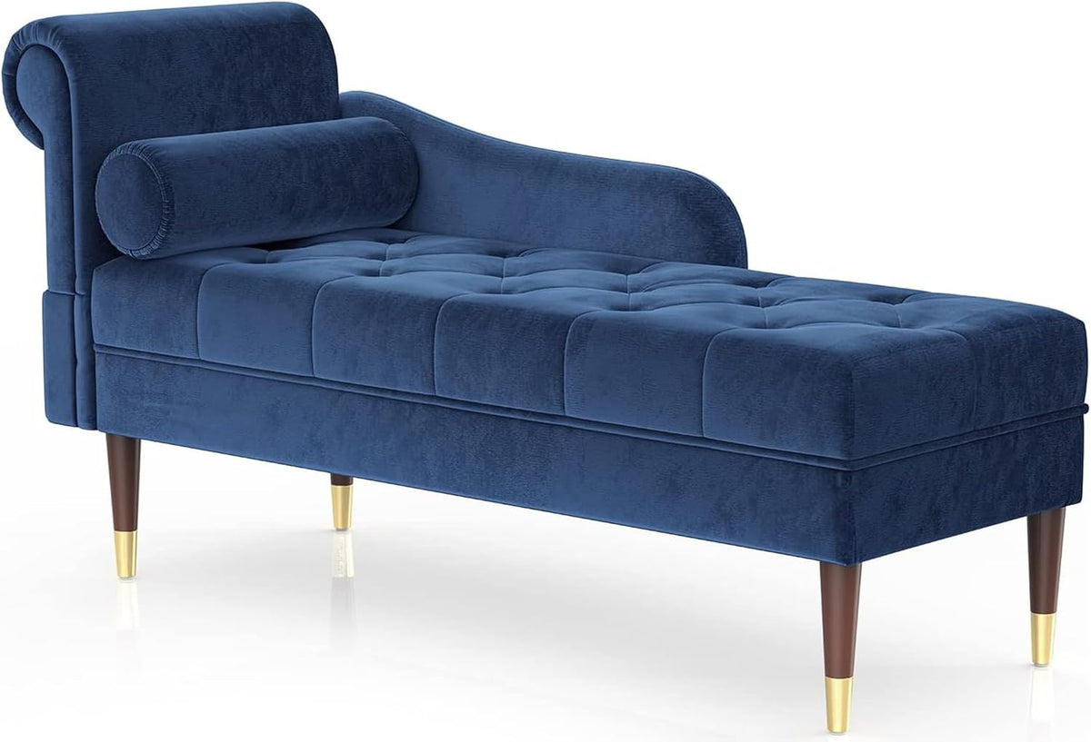 Sofa Velvet Chaiselongue Indoor Lounge, mit linker Armlehne und Lendenkissen, Recamiere für Wohnzimmer, Schlafzimmer und Büro